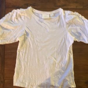White t-shirt.  Elbow length sleeves.  XSmall.  Rarely worn.